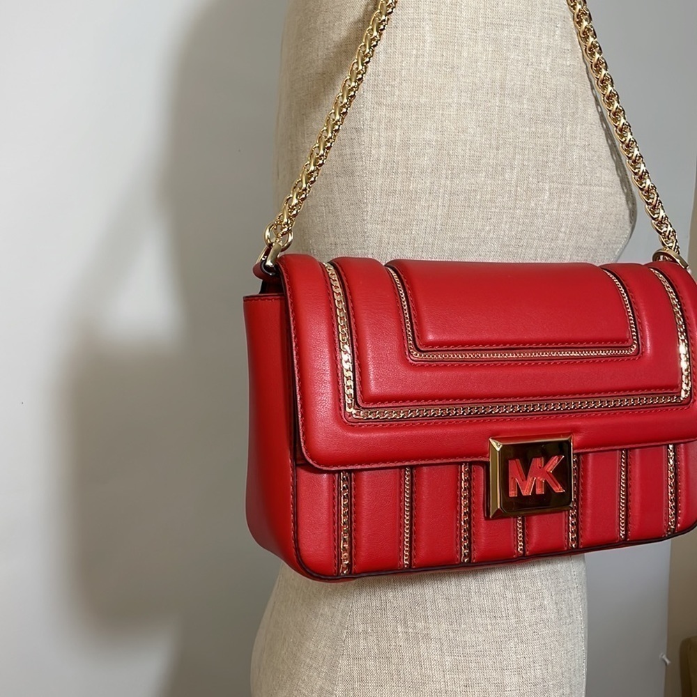 Michael Kors ❤️ chain link red shoulder bag crossbody - Picture 7 of 14